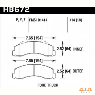 Колодки тормозные HB672Y.714 HAWK LTS, Ford F-150 2010-2013