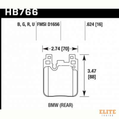 Колодки тормозные HB766B.624 HAWK HPS 5.0; задн. BMW M4 F82, F32; M3 F80 F30; F20 F22 F87 M-Perfor