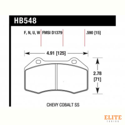 Колодки тормозные HB548G.510 HAWK DTC-60; Brembo Renault Clio3 RS; Megane 2 Sport; Mazda MX5 ND пере