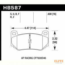 Колодки тормозные HB587U.630 HAWK DTC-70 AP Racing CP7600D46; 16 mm