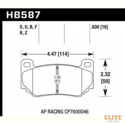 Колодки тормозные HB587U.630 HAWK DTC-70 AP Racing CP7600D46; 16 mm