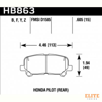 Колодки тормозные HB863Y.605 HAWK LTS Honda Pilot  задние