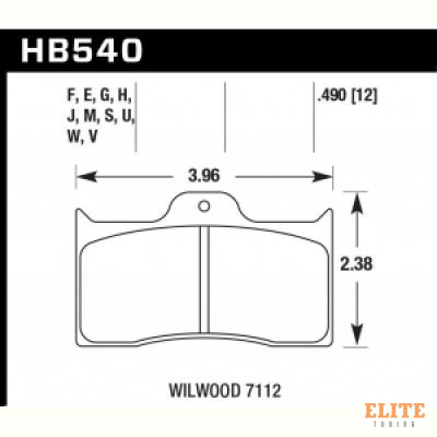 Колодки тормозные HB540D.490 HAWK ER-1 WILWOOD 7112, Forged Dynalite; Polished Billet Dynalite