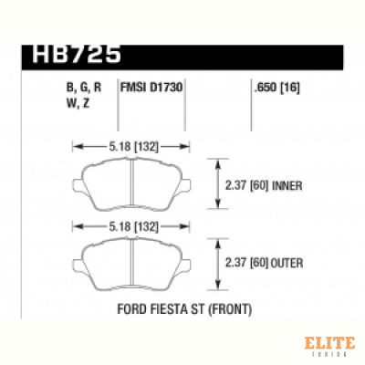 Колодки тормозные HB725N.650 2014 Ford Fiesta ST 17mm