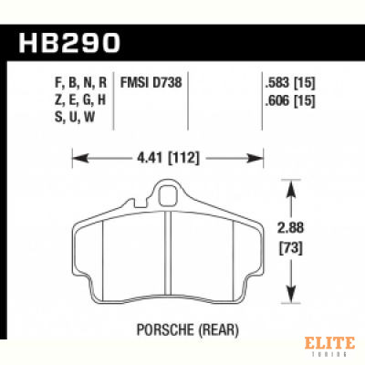 Колодки тормозные HB290E.583 HAWK Blue 9012 задние PORSCHE 911 (997), (986), (996), Cayman