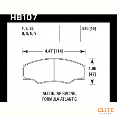 Колодки тормозные HB107S.620 HAWK HT-10  ALCON H type; AP RACING; HPB тип 5; PROMA 4 порш