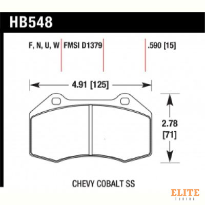 Колодки тормозные HB548N.510 HAWK HP+  Brembo Renault Clio3 RS; Megane 2 Sport; Mazda MX5 ND перед