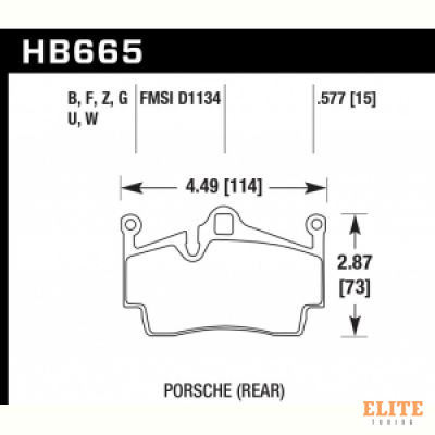 Колодки тормозные HB665B.577 HAWK HPS 5.0; 15mm Porsche задн. Cayman, Boxster,
