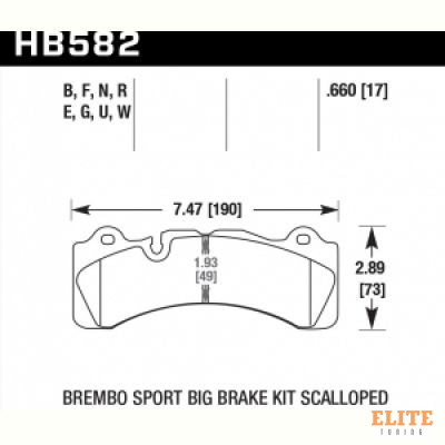 Колодки тормозные HB582N.660 HAWK HP Plus; 17mm