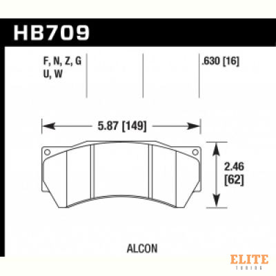 Колодки тормозные HB709N.630 HAWK HP Plus Alcon Monoblock 6 CAR97