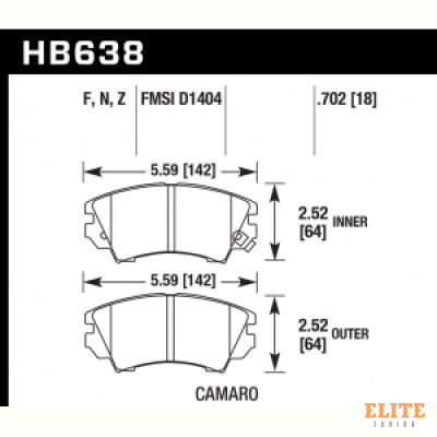 Колодки тормозные HB638N.702 HAWK HP Plus; 18mm