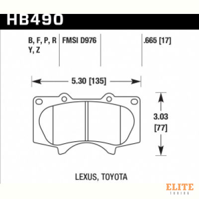 Колодки тормозные HB490Z.665 HAWK PC передние  LEXUS GX460 / GX470;  Prado 150/120; PAJERO 4