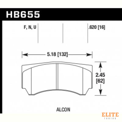 Колодки тормозные HB655U.620 HAWK DTC-70 Alcon 16 mm, ALCON Mono4
