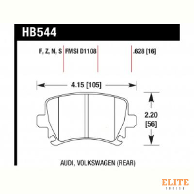 Колодки тормозные HB544Z.628 HAWK PC задние AUDI TT 8J, A6, Allroad 4H, A3 / VW Golf 5,6 , Passat CC