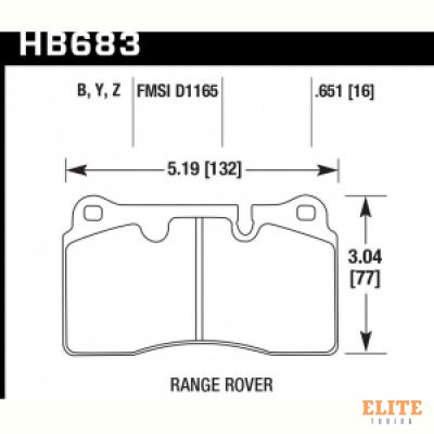 Колодки тормозные HB683Y.651 HAWK LTS Range Rover Sport/Supercharged Brembo 2005-2013