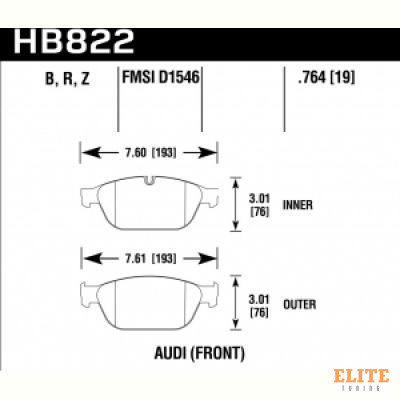 Колодки тормозные HB822Z.764 HAWK PC Audi A8 Quattro  передние