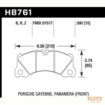 Колодки тормозные HB761B.593 HAWK Street 5.0 перед CAYENNE, PANAMERA, MACAN, TOUAREG 360, 368, 390mm