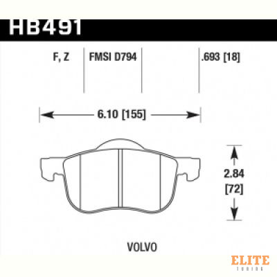 Колодки тормозные HB491F.693 HAWK HPS передние Volvo
