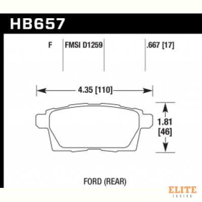 Колодки тормозные HB657F.667 HAWK HPS Mazda CX-7, CX-9 задние