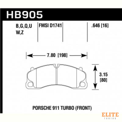 Колодки тормозные HB905G.646 HAWK DTC-60 перед Porsche 911 991 Turbo