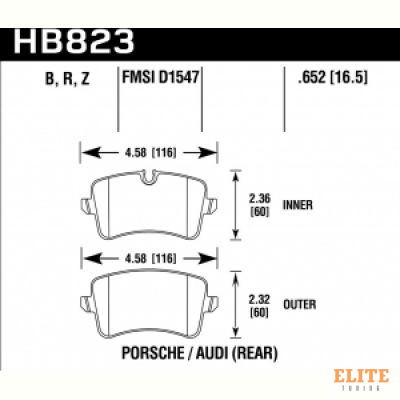 Колодки тормозные HB823B.652 HAWK HPS 5.0 задние Audi RS4 RS5; RS7; S7; S6; Porsche Macan