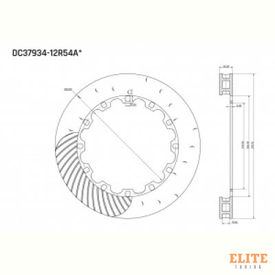 Ротор тормозного диска 379*34mm, DC Brakes DC37934-12R54AR, правый