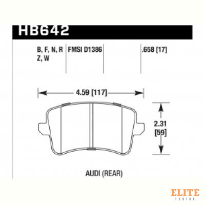Колодки тормозные HB642F.658 HAWK HPS  Audi A5, A4 (1LA), Q5
