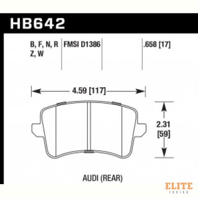 Колодки тормозные HB642N.658 HAWK HP Plus; 17mm