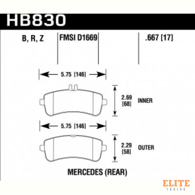Колодки тормозные HB830Z.667 HAWK PC Mercedes-Benz SL63 AMG  задние