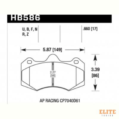 Колодки тормозные HB586U.660 HAWK DTC-70  AP Racing CP7040, CP9040