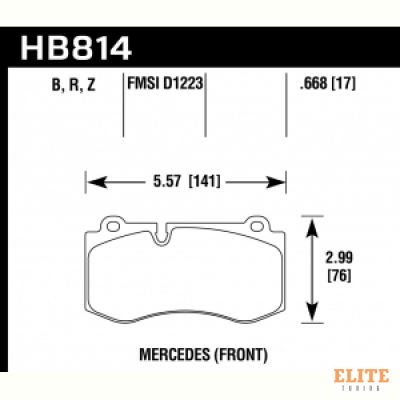 Колодки тормозные HB814Z.668 HAWK PC Mercedes-Benz CL550  передние