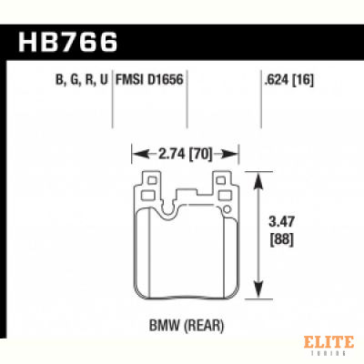 Колодки тормозные HB766U.624 HAWK DTC-70; задн. BMW M4 F82, F32; M3 F80 F30; F20 F22 F87 M-Perfor