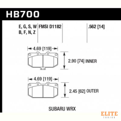 Колодки тормозные HB700D.562 HAWK ER-1