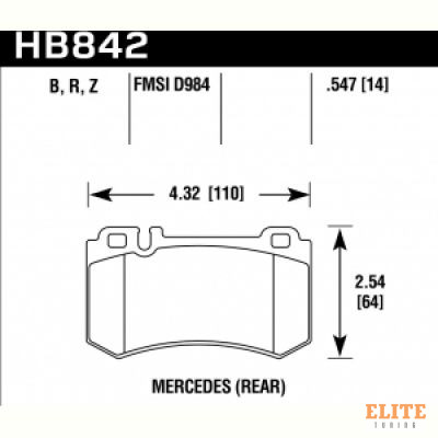 Колодки тормозные HB842Z.547 MB CLS C219; S W220; S W221; S C215; S C216; SLR R199