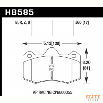 Колодки тормозные HB585D.660 HAWK ER-1 AP RACING CP6600D55