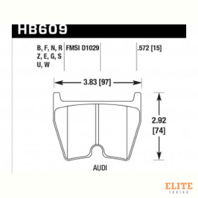 Колодки тормозные HB609U.572 HAWK DTC-70  Brembo 8 поршней; JBT FB8P; (комплект 8 шт)