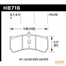 Колодки тормозные HB716B.710 HAWK HPS 5.0 для AP Racing CP5555, Alcon 6, толщина 18mm