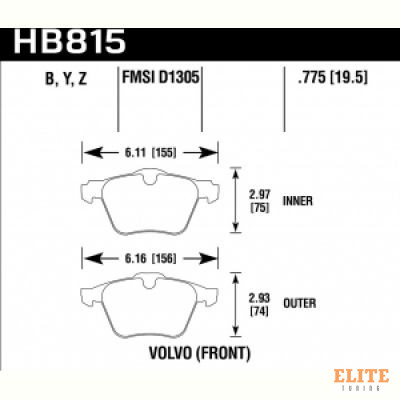 Колодки тормозные HB815Y.775 HAWK Street Race Volvo S60 316mm Brake Rotors передние