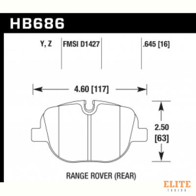 Колодки тормозные HB686Y.645 HAWK LTS задние Range Rover V8 Supercharged/Sport 2010-2013