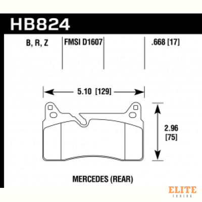Колодки тормозные HB824Z.668 HAWK PC Mercedes-Benz SLS AMG  задние