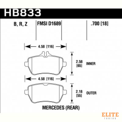 Колодки тормозные HB833Z.700 HAWK PC Mercedes-Benz S550 4Matic задние