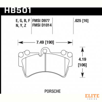 Колодки тормозные HB501F.625 HAWK HPS передние PORSCHE Cayenne (955) / Audi Q7 / VW Touareg