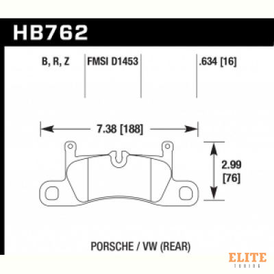 Колодки тормозные HB762F.634 HAWK HPS; задние PORSCHE CAYENNE 92A, VW TOUAREG 7P5 2010->