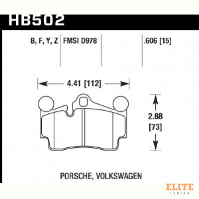 Колодки тормозные HB502F.606 HAWK HPS задние PORSCHE Cayenne (955) / Audi Q7 / VW Touareg