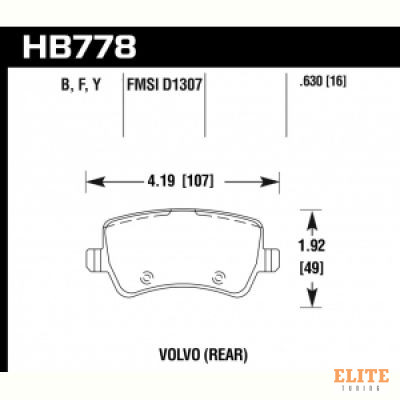 Колодки тормозные HB778Y.630 HAWK LTS; 16mm задние Land Rover Evoque, Freelander MK2