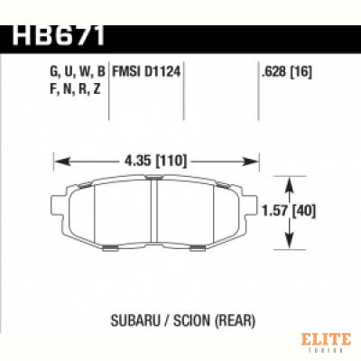 Колодки тормозные HB671F.628 HAWK HPS задние Subaru BR-Z/Toyota GT86