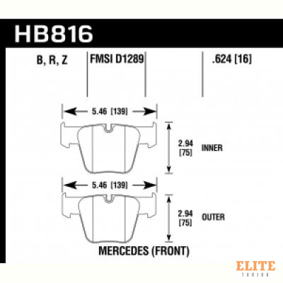 Колодки тормозные HB816Z.624 HAWK PC Mercedes-Benz CL63 AMG  передние