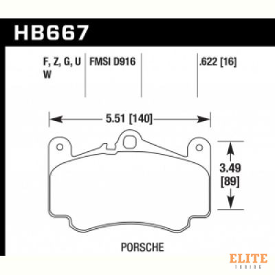 Колодки тормозные HB667U.622 HAWK DTC-70 передние Porsche 911 996; 911 997