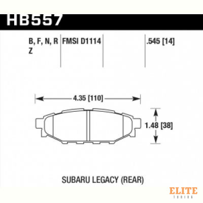 Колодки тормозные HB557B.545 HAWK Street 5.0 задние Subaru BR-Z, Forester SG, SH, Impreza GH, Legacy