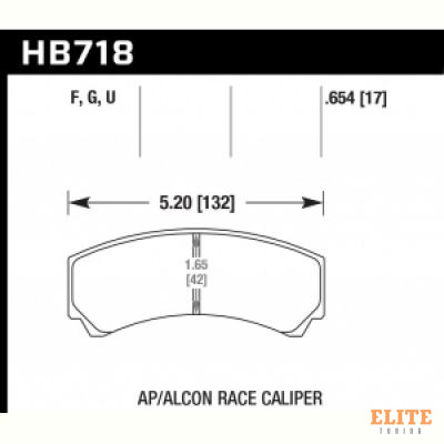 Колодки тормозные HB718F.654 HAWK HPS; HP-Brakes HPB-BP607; D=42mm (17mm)